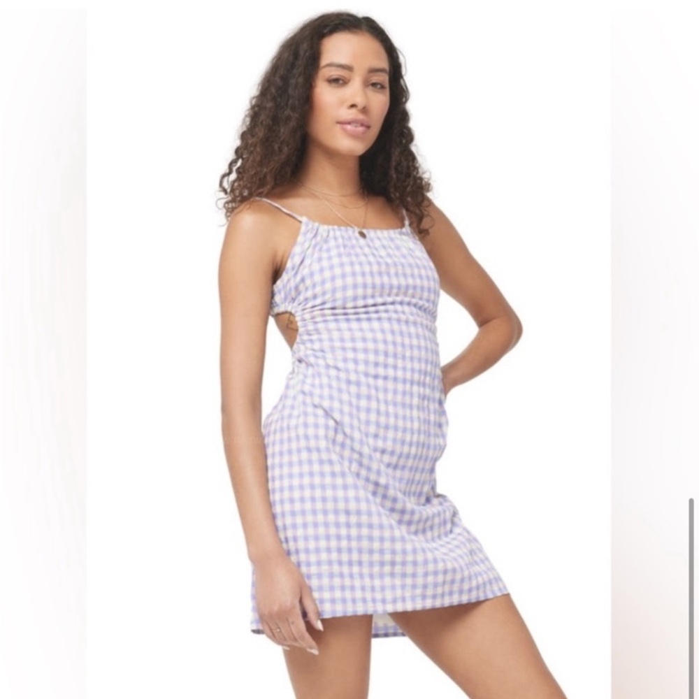 NWT L*Space Anika Dress in Purple Park Slope Gingham, Size M